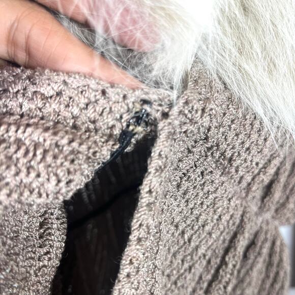 Vintage Lillie Rubin Ribbed Knit Peplum Cardigan Fox Fur Collar Luxury Jacket - Picture 5 of 8